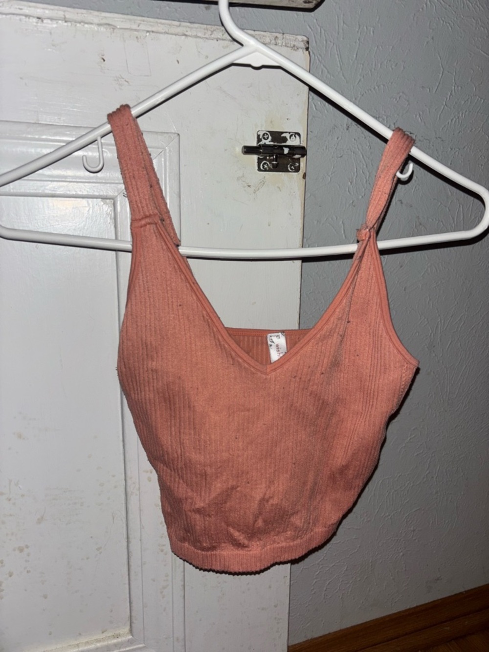 Wishlist Ribbed V-Neck Cropped Tank Top - Dusty Rose